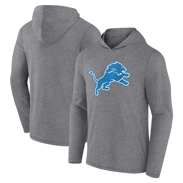 Men's Detroit Lions Heather Gray Primary Logo Long Sleeve Hoodie